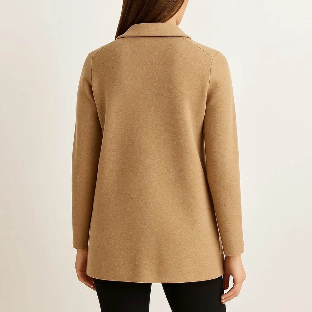 J. Crew Sophie Sweater Blazer Size Small Camel Tan Merino Wool Open Front Jacket